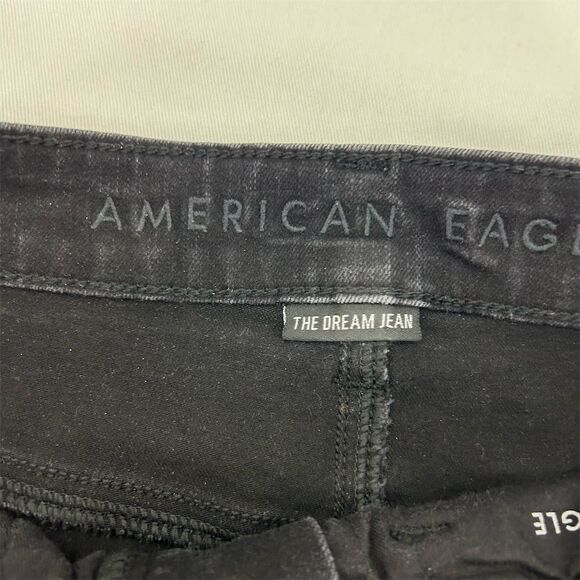 American Eagle Women's High Rise Jegging Jeans Size 4 Black Distressed - Picture 5 of 10